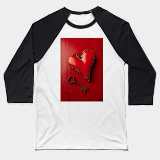 Rusty Skeleton Key And Red Heart Baseball T-Shirt